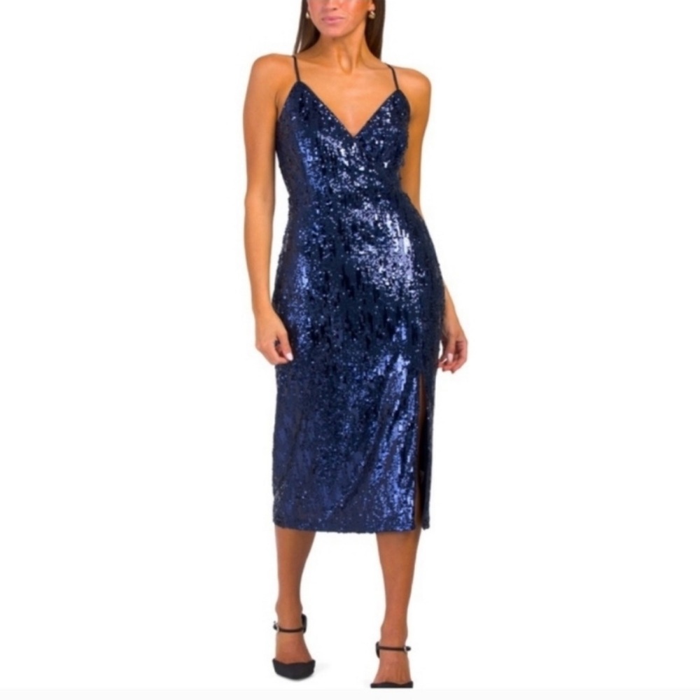 NWT Ramy Brook Navy Sequence Leanne Dress 8
